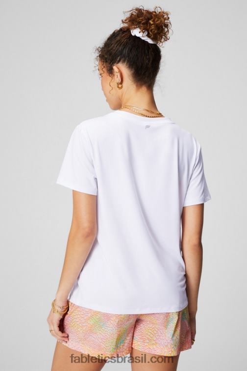 Fabletics branco clássico 420HR1958 camiseta manga curta dry-flex com decote em V mulheres - Image 2