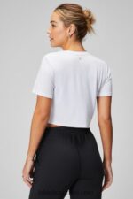 Fabletics branco clássico 420HR1967 camiseta de manga curta cortada dry-flex mulheres - Image 2
