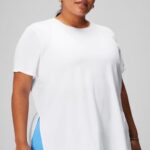 Fabletics branco clássico 420HR1973 túnica manga curta dry-flex mulheres