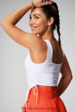 Fabletics branco clássico 420HR2154 tanque de sutiã embutido franzido mulheres - Image 4