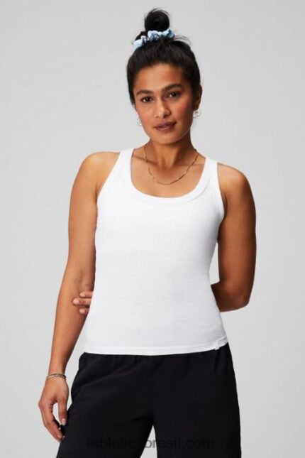 Fabletics branco clássico 420HR2158 Regata 100% algodão mulheres