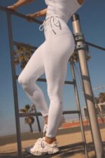 Fabletics branco clássico 420HR870 legging franzida de cintura ultra alta pureluxe mulheres