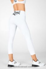 Fabletics branco/micro ponto 420HR1318 boost ii capri cintura alta com tiras mulheres