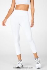 Fabletics branco/micro ponto 420HR1318 boost ii capri cintura alta com tiras mulheres - Image 3