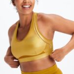 Fabletics brilho bronze escuro 420HR1403 sutiã esportivo ajustável de alto impacto belle iridescente mulheres