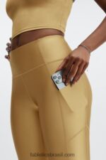 Fabletics brilho de névoa de bronze 420HR897 legging oasis pureluxe cintura alta brilho 7/8 mulheres - Image 3