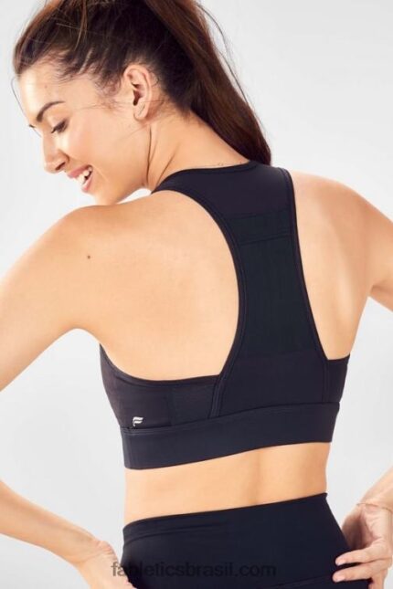 Fabletics brilho preto 420HR1763 sutiã esportivo de médio impacto em movimento 116 mulheres