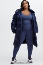 Fabletics brilho profundo de cobalto 420HR2805 adeline shine oversized puffer longo mulheres - Image 7