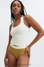 Fabletics bronze escuro 420HR2867 Calcinha cintura alta 24-7 mulheres