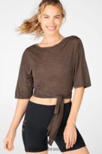 Fabletics cacau 420HR2061 camiseta ryan manga curta amarrada mulheres - Image 2