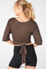 Fabletics cacau 420HR2061 camiseta ryan manga curta amarrada mulheres - Image 3