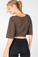 Fabletics cacau 420HR2061 camiseta ryan manga curta amarrada mulheres - Image 4