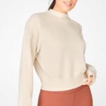 Fabletics café com leite 420HR2548 pulôver manga longa luna mulheres