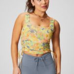 Fabletics calêndula pintada 420HR2148 tanque de sutiã embutido franzido mulheres