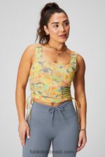 Fabletics calêndula pintada 420HR2148 tanque de sutiã embutido franzido mulheres