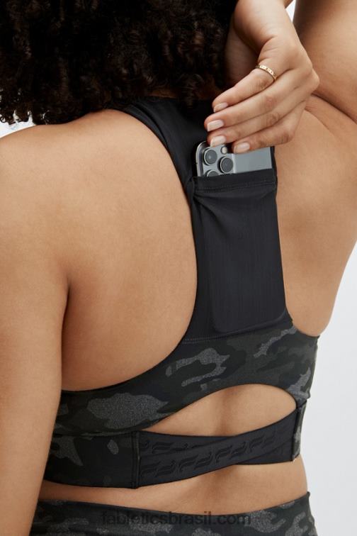 Fabletics camuflagem carvão/logotipo preto 420HR1835 sutiã esportivo midi impacto médio para viagem 130 mulheres - Image 2