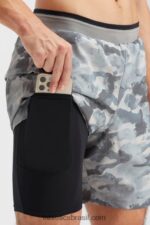 Fabletics camuflagem cinza sombra 420HR3226 o fundamental curto ii (alinhado) 150 homens - Image 2