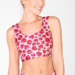 Fabletics caqui / pétalas de rosa 420HR1873 sutiã esportivo reversível de impacto médio harlow mulheres