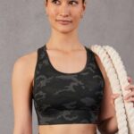 Fabletics carvão camuflado 420HR1742 sutiã esportivo de médio impacto em movimento 112 mulheres