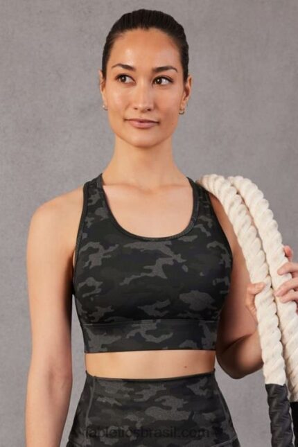 Fabletics carvão camuflado 420HR1742 sutiã esportivo de médio impacto em movimento 112 mulheres