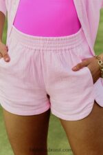 Fabletics casca de salgueiro/preta 420HR246 short cintura alta em voile de algodão mulheres