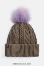 Fabletics casca de salgueiro/ultravioleta 420HR3023 gorro de pompom de malha de cabo mulheres
