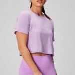 Fabletics caverna de cristal urze 420HR1968 camiseta de manga curta cortada dry-flex mulheres