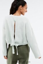 Fabletics cerceta empoeirada 420HR2710 moletom com amarração anna mulheres