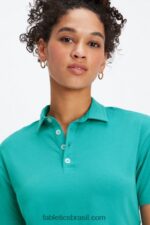 Fabletics cerceta escura 420HR2003 polo de manga curta boxy mulheres - Image 3