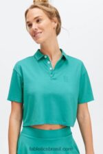 Fabletics cerceta escura 420HR2007 polo de manga curta boxy de tênis universal mulheres