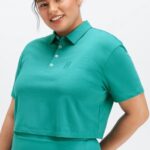 Fabletics cerceta escura 420HR2008 polo de manga curta boxy de tênis universal mulheres