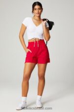 Fabletics cereja clássica/prata reflexiva 420HR607 short de náilon com cintura ultra alta mulheres - Image 4