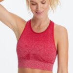 Fabletics cereja doce escura/casca mole 420HR1560 sutiã ombre sem costura de baixo impacto mulheres