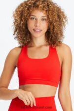 Fabletics cereja elétrica/mini leopardo cereja elétrica 420HR1785 boost sutiã esportivo de médio impacto 120 mulheres - Image 2