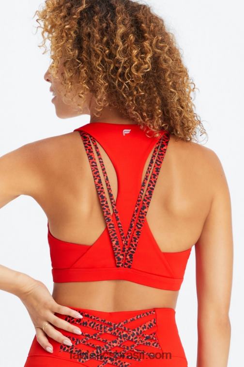 Fabletics cereja elétrica/mini leopardo cereja elétrica 420HR1785 boost sutiã esportivo de médio impacto 120 mulheres - Image 3