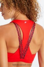 Fabletics cereja elétrica/mini leopardo cereja elétrica 420HR1785 boost sutiã esportivo de médio impacto 120 mulheres - Image 4