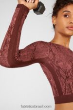 Fabletics cereja mocha reptilia/canyon 420HR2682 blusa manga longa sem costuras kamila mulheres - Image 2