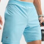 Fabletics céu azul 420HR3329 o curto fundamental (alinhado) homens