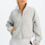Fabletics cinza mineral 420HR2778 rayne polar polar com zíper mulheres