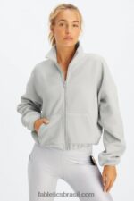 Fabletics cinza mineral 420HR2778 rayne polar polar com zíper mulheres