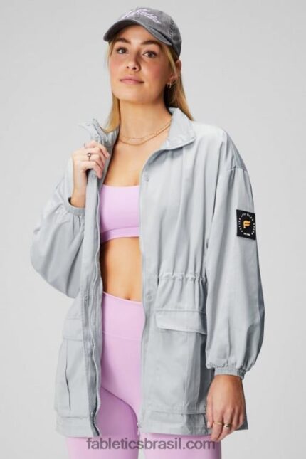 Fabletics cinza mineral/branco clássico 420HR2761 parka utilitária mulheres
