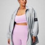 Fabletics cinza mineral/branco clássico 420HR2765 parka utilitária mulheres