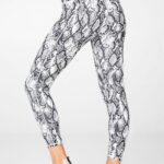 Fabletics cinza mineral/iluminador ondulado cheetah 420HR726 define powerhold cintura alta 7/8 legging 36 mulheres