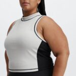Fabletics cinza/preto 420HR2303 giana tanque mock pescoço mulheres