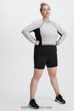 Fabletics cinza/preto 420HR2680 Giana Blusa manga longa com decote falso mulheres - Image 4