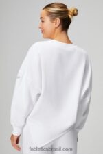 Fabletics clássico branco/cinza mineral 420HR2461 moletom assimétrico de lã forever mulheres - Image 2