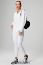 Fabletics clássico branco/cinza mineral 420HR2461 moletom assimétrico de lã forever mulheres - Image 3