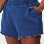 Fabletics clássico branco/cinza mineral 420HR621 shorts de moletom índigo mulheres
