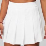 Fabletics clássico branco/cinza mineral 420HR622 saia plissada com short embutido mulheres