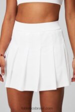 Fabletics clássico branco/cinza mineral 420HR622 saia plissada com short embutido mulheres